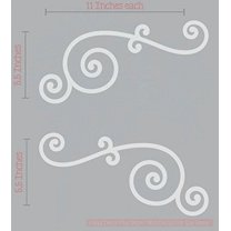 Curly Swirls 2pc Wall Art Decals Vinyl Stickers Home Décor 11x5.5-inch Light Gray