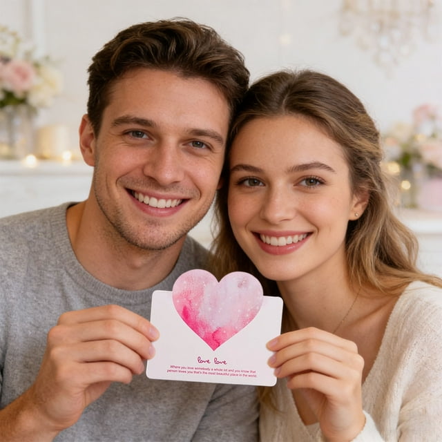 BotaniNest 3D Card Valentine's Day Fresh Card Thank You And Blessing Small Card (10 Per Pack)