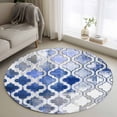 thumbnail image 2 of Blue Morocco Large Area Rugs for Bedroom Living Room, Soft Non Slip Carpet Bedside Rug, Vintage Graffiti Paint Art Boho Dappled Round Floor Cover Kitchen Accent Rug 3.3' for Dining Room/Office, 2 of 9