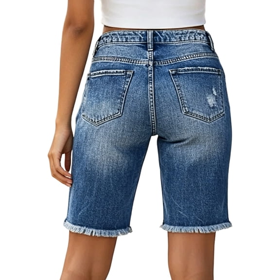 Tisuna Patriotic Jean Shorts For Womens Zipper Button Waist American Flag Print Trendy Stretch Denim Shorts Ladies Slim Fit 4Th Of July Shorts Blue
