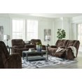 thumbnail image 2 of Ashley Furniture Soundwave Chocolate Reclining Sofa with Drop Down Table, 2 of 11