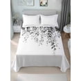 thumbnail image 2 of Full Size Flat Sheet Only, Grey Eucalyptus Soft Brushed Microfiber Bed Sheets, Weeping Botanical Leaf Watercolor Hotel Quality Breathable Bedding Top Sheet, Easy Care, 81"x96", 2 of 9