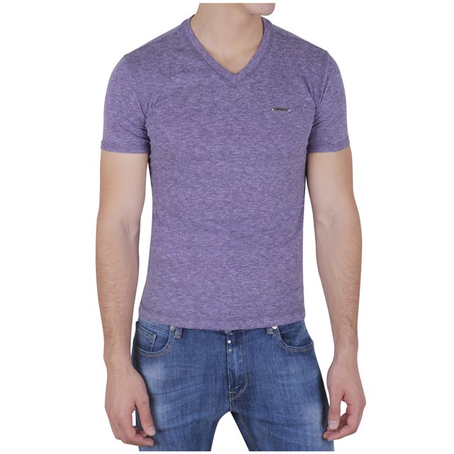 Playera Cuello V Jaspe Silver Plate Manga corta Slim Fit