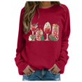 thumbnail image 1 of VBARHMQRT Chandails Courts pour Femmes Automne Hiver Noël Snowman Verre Imprimé Chandail à Capuchon Chandail à Capuchon, 1 of 4