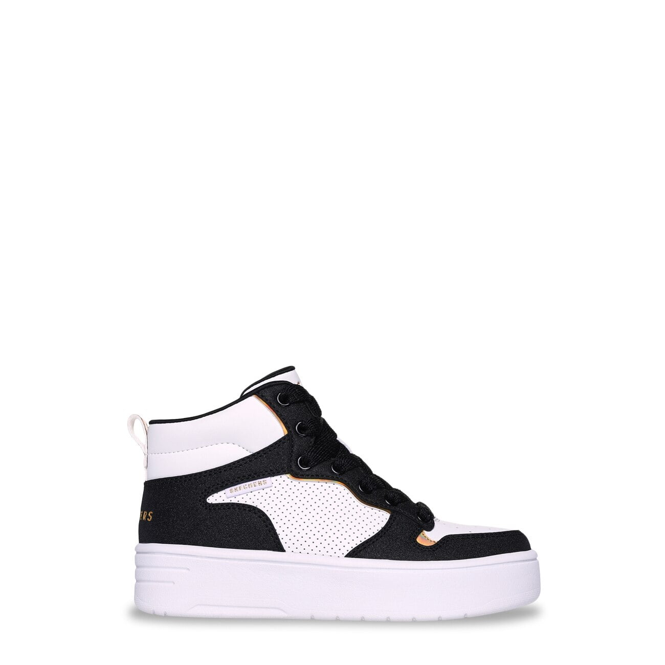 Skechers Girls Street Court High Shine Kicks High Top Platform Sneaker in White Black Size 13 Medium
