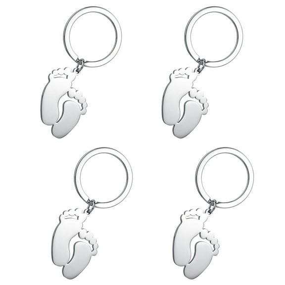Zehuanyu 4 Pcs for Baby Footprint Keychain Hanging Keychain Child Miss 5.5x2cm Silver