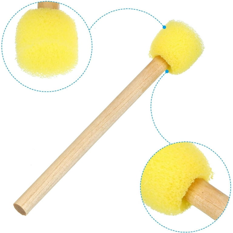0.6 Paint Sponges for Painting, 40 Pack Round Painting Sponge Foam Brush  Wooden Handle Painting Tools for Crafts Arts, Yellow 
