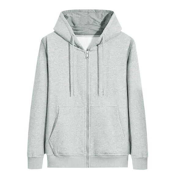CONFREE Men's Hoodie Solid Color Hoodies For Men Full Zip Long Sleeve Fleeced Casual Pullover Hooded Sweatshirts With Pockets