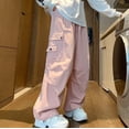 thumbnail image 7 of UJNDER Girl's Loose Fit Wide Leg Trousers for Comfortable Outdoor Play Cargo Sweatpants,Pink,6-7 Years, 7 of 7