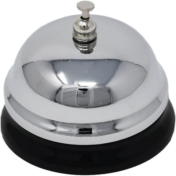 Call Bell. Service Bell in Silver Finish with Black Base - by