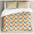 thumbnail image 3 of Retro Duvet Cover Set, Checkered Pattern with Shabby Colored Diagonally Striped Squares Retro, Decorative 2 Piece Bedding Set with 1 Pillow Shams, Twin Size, Marigold Scarlet, by Ambesonne, 3 of 3