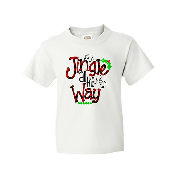 Inktastic Christmas Jingle All the Way with Music Notes and Holly Youth T-Shirt
