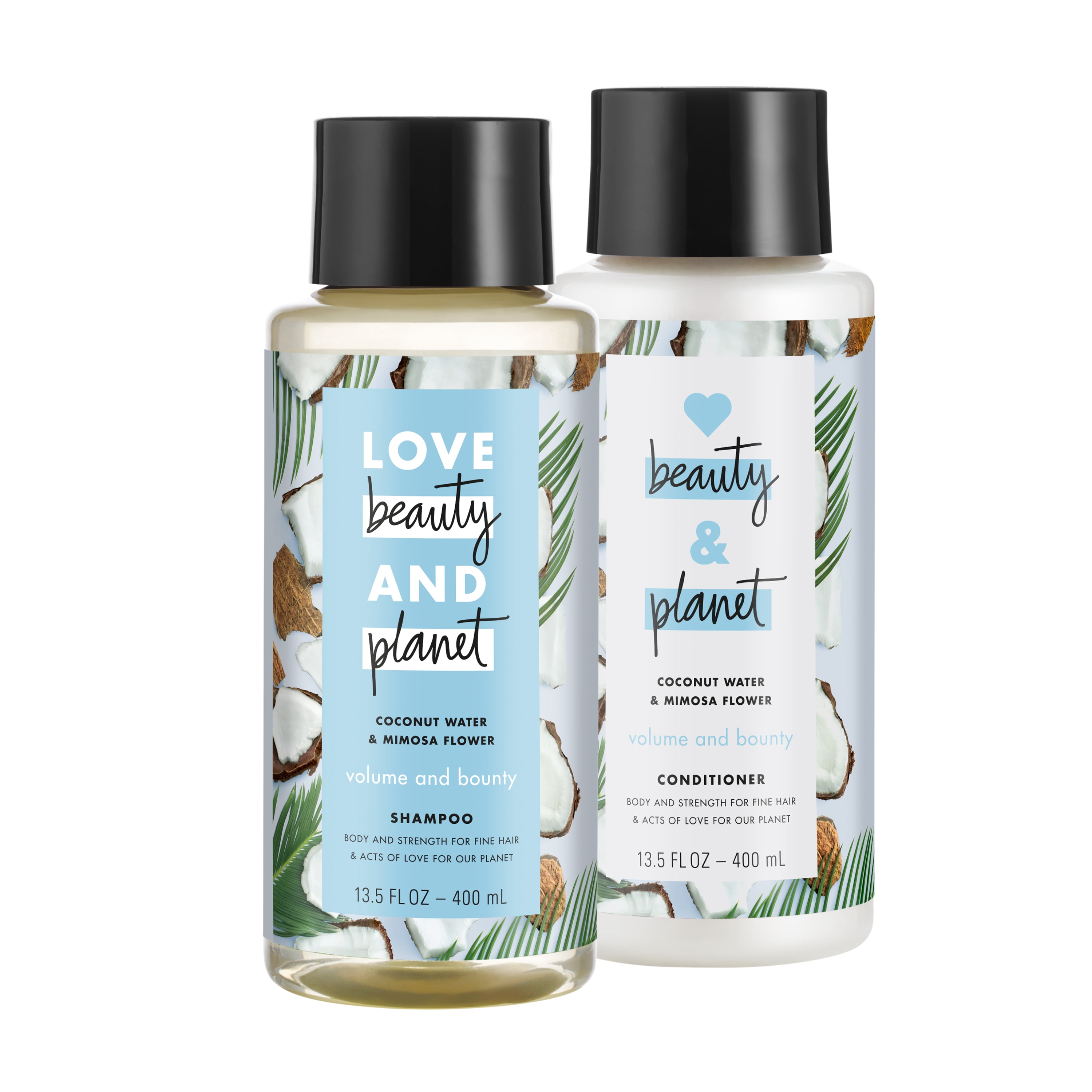 Love Beauty and Planet Shampoo and Conditioner, Paraben Free, Silicone Free, and Coconut Water & Mimosa Flower,, 13.5 oz, 2 - Walmart.com