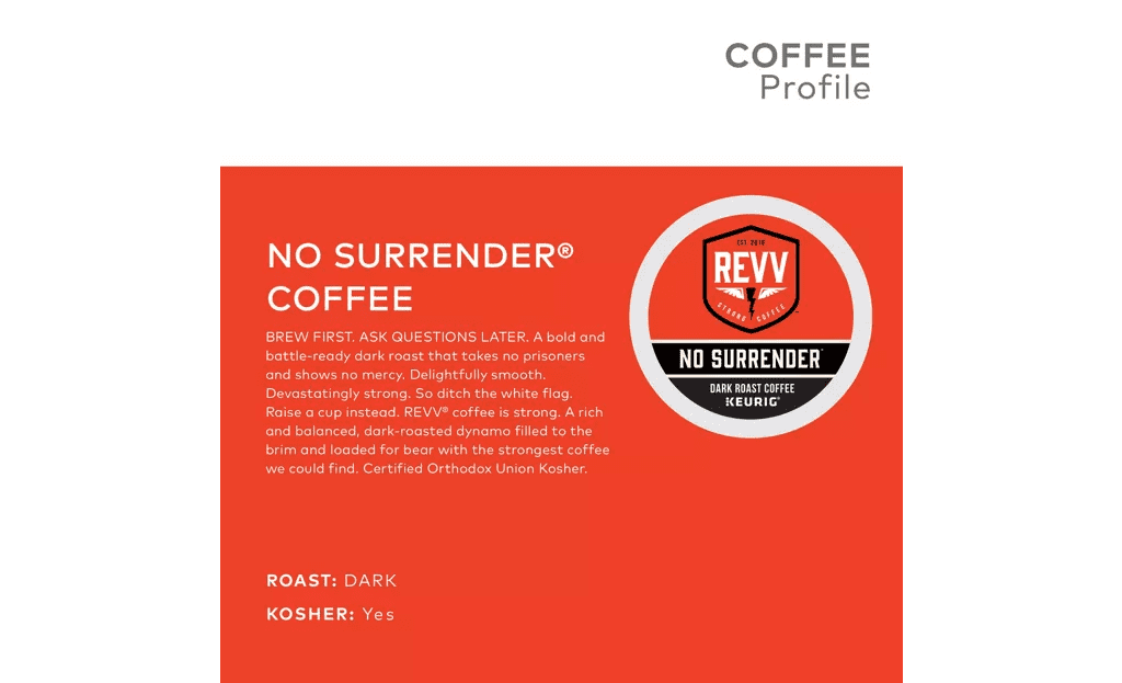 Revv No Surrender Dark Roast K Cup Coffee Pods, 48 Total