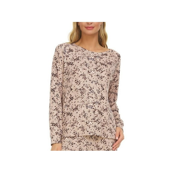 Flora by Flora Nikrooz Womens Gloria Printed Pajama Top Only,1-Piece, Medium, Tan