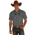 thumbnail image 2 of HOWPAY Button down Shirt Men Short Sleeve Western Cowboy Print Holiday Beach Tops Stretch Casual Loose Fit Oversized Soft Summer Clothes Grey XXL, 2 of 3