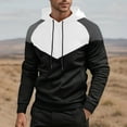 thumbnail image 2 of Dagegui Men's Long Sleeve Hoodies Novelty Color Block Sweatshirt Fleece Hooded Pullover Tops with Pockets White L, 2 of 5