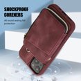 thumbnail image 2 of Crossbody Wallet Case for iPhone 14 Plus, Zipper Pocket Case with Card Holder, PU Leather Protective Cover Case with Kickstand Detachable Wrist Strap Lanyard for 6.7", Winered, 2 of 8