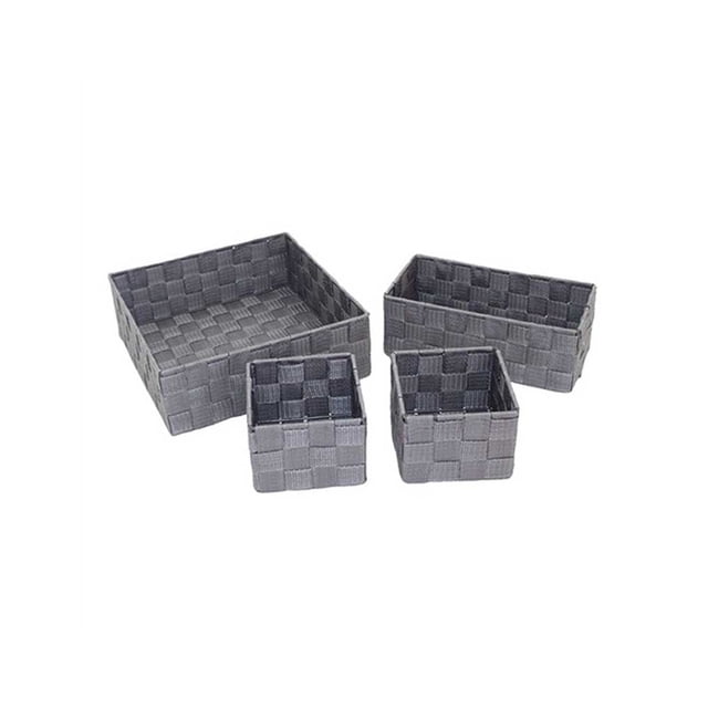 Naiovety Organizador de cajones de 4 piezas, armario tejido portátil, armario, ropa, artículos diversos, caja de almacenamiento, contenedor, accesorios Almacenamiento y organización del hogar Gris Naiovety HA066698-02