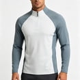 thumbnail image 4 of hoksml Men's Cotton Spandex Blend Color Block Raglan Long Sleeve Zip Neck Top, Half Zip Stand Collar Casual Athletic Daily Shirt, 4 of 5