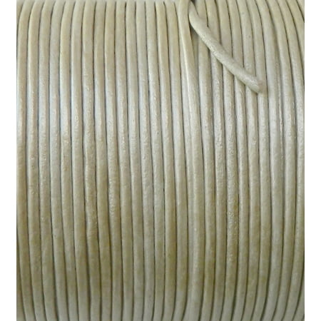 - Imported India Leather Cord 2mm Round 5 Yards Metallic Cream