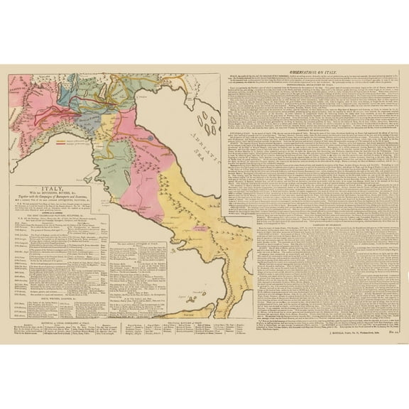 Historic Map - Italy - Le Sage 1801 - Vintage Wall Art