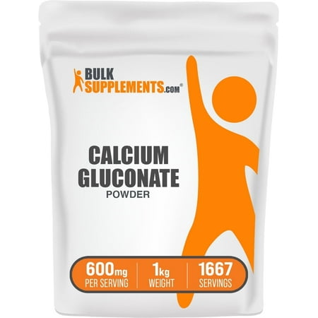 BulkSupplements Calcium Gluconate Powder - 600mg per Serving - 1 Kilogram (2.2 lbs) - 1667 Servings