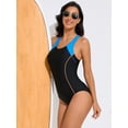 thumbnail image 3 of Charmo One Piece Athletic Racerback Swimsuit Women Slimming Bathing Suits Color Block Training Swimwear for Women, 3 of 6