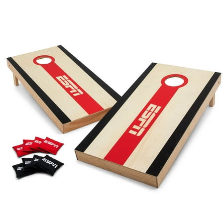 ESPN ACA Regulation Size Premium Pinewood Cornhole Boards Set with 8 All-Weather Dual Sided Slick-N-Stick Bean Bags, Official Size Bean Bag Toss Game, Tournament Edition 4 x 2 ft., Outdoor