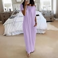 thumbnail image 5 of Off-Shoulder Batwing Sleeve Maxi Dress, Women's Loose Lounge Nightdress, Casual Comfy Sleepwear Light Purple S, 5 of 5