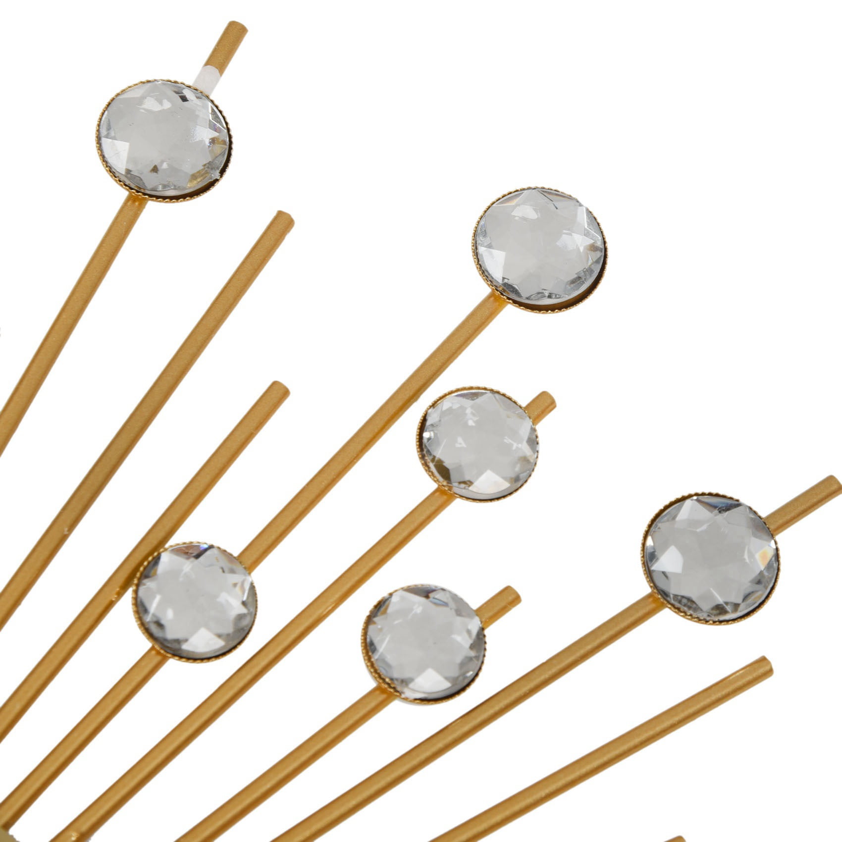 Wall Clock Diamonds Decorative Round Clock Metal (Gold)