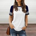 thumbnail image 2 of Vente Chaude! T-Shirts Basiques pour Femmes Uooqdmx, Chemise Rayée pour Femmes, Hauts à Blocs de Couleur pour Femmes, T-Shirt à Col Rond Ample et Décontracté, Chemises à Manches Courtes pour Femmes, Blanc m, 2 of 6