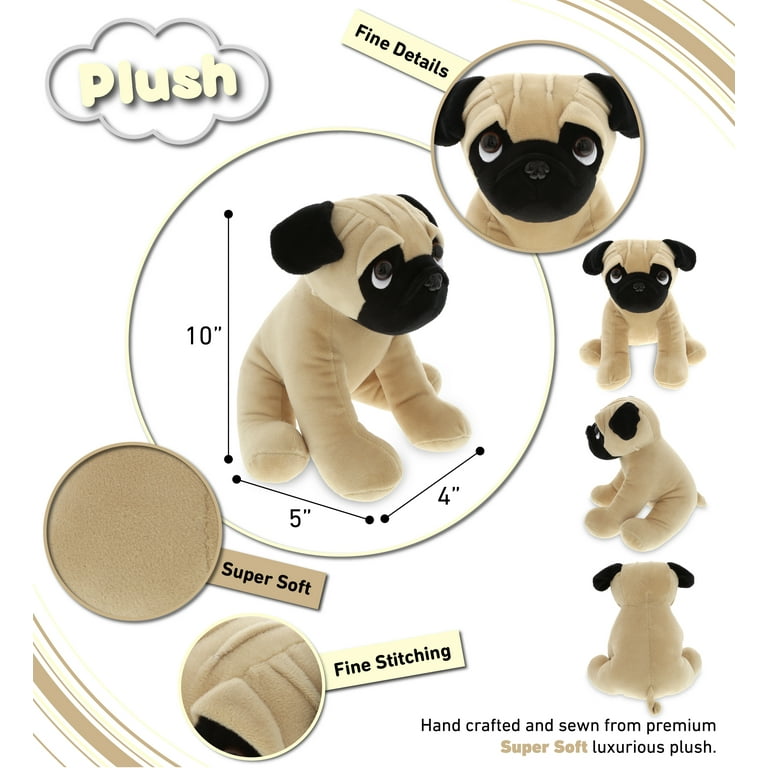 DolliBu Sitting Pug Stuffed Animal Dog Plush Toy 10 inches
