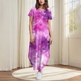 thumbnail image 2 of RYDCOT Women's Summer Casual Loose Short Sleeve Tie-Dye Long T Shirt Dress Asymmetrical Hem Beach Sundress Travel Vacation Dress 2024&nbsp;Clearance Purple, 2 of 6