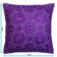 thumbnail image 3 of Stylo Culture Indian Chair Seat Throw Pillow Cover 16 x 16 Embroidered Purple Bohemian 40cm x 40cm Living Room Cotton Mirrored Square Cushion Cover | 1 Pc, 3 of 4
