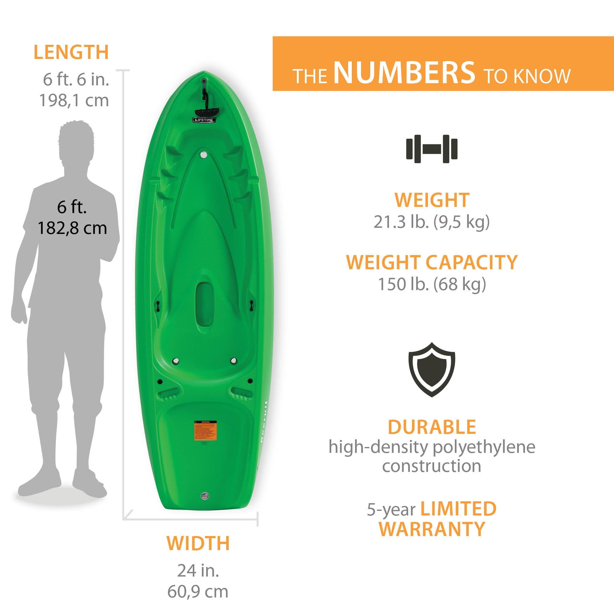 Lifetime Recruit 6.5 ft Youth Sit-On-Top Kayak with Paddle, Spring Green (91125)