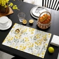 thumbnail image 3 of Yellow Flowers Spring Placemats Set of 4, Elegant Farmhouse Botanical Placemats for Dining Table, Place Mats for Kitchen Tabletop, Waterproof Wipeable Dining Table Mats Set, 3 of 9