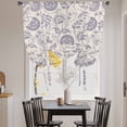 thumbnail image 4 of Farmhouse Light Purple Floral Tie Up Curtain 63 Inches Long, Linen Boho Paisley Flower Rustic Balloon Style Kitchen Window Curtain Over Sink, Small Window Rod Pocket Curtain 52"x63", 4 of 9
