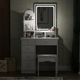 thumbnail image 4 of FUFU&GAGA Makeup Vanity Set Table With LED Light &Mirror & Stool White 1-Piece, 4 of 5