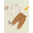 thumbnail image 4 of Suealasg Newborn Baby Boy 2Pcs Fall Outfits Long Sleeve Lapel Neck Romper +Long Pants Set 3 6 9 12 18 Months Infant Boy Autumn Clothes, 4 of 7