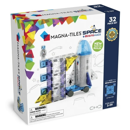 MAGNA-TILES Space 32-Piece Magnetic Construction Set, the Original Magnetic Building Brand