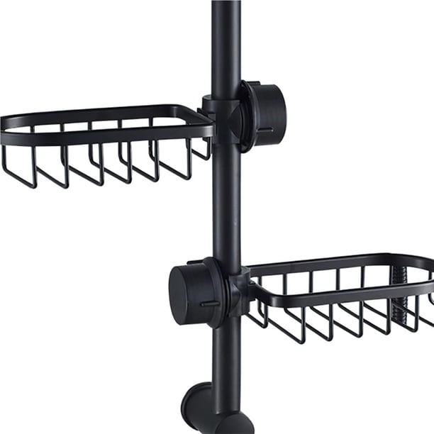 Bewildely Estante de almacenamiento para barra de ducha de baño, soporte de jabón de aluminio espacial, escurridor de grifo de cocina con ganchos, Cocina y Comedor Bewildely HA020051-00