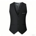 thumbnail image 2 of VBTAPA Big and Tall Suit Vest Men Business Formal Dress Vests Solid Color Casual Wedding Tuxedo Party Waistcoat Black M, 2 of 7
