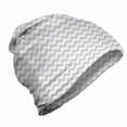 thumbnail image 1 of Grey and White Unisex Beanie, Geometrical Zigzag, Hiking Outdoors, Pale Grey White, by Ambesonne, 1 of 1