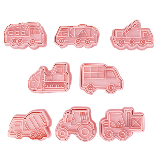 Juego de moldes para coche, 8 piezas, moldes para galletas con relieve impreso, adecuados para fiestas de cumpleaños infantiles