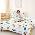 thumbnail image 4 of Manfei Kawaii Cartoon Rockets Queen Comforter Set,Celestial Planets Comforter Sets Queen,White Blue,Polkadot Reversible,3-Piece,1 Comforter and 2 Pillowcases, 4 of 7