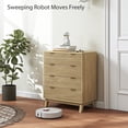 thumbnail image 5 of HOMCOM Fluted Dresser for Bedroom with 4 Drawers, Chest of Drawers with Gold Finger Pulls and 4 Wood Legs, Natural Wood, 5 of 9