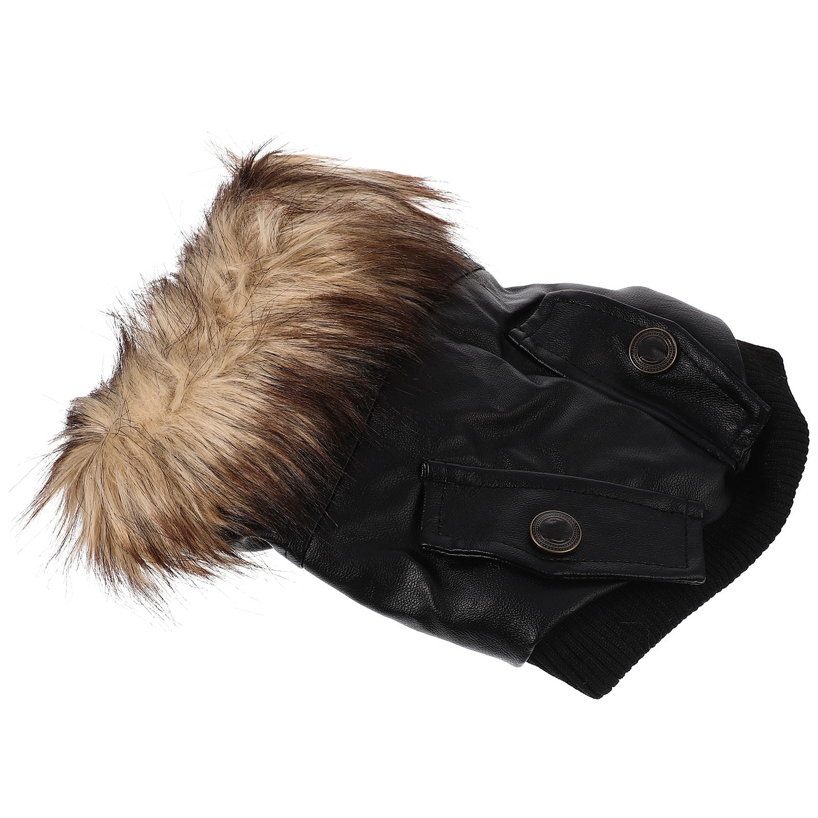 OHOIOLLA Warm Black Dog Coat PU Fleece Winter Pet Costume Comfortable Breathable