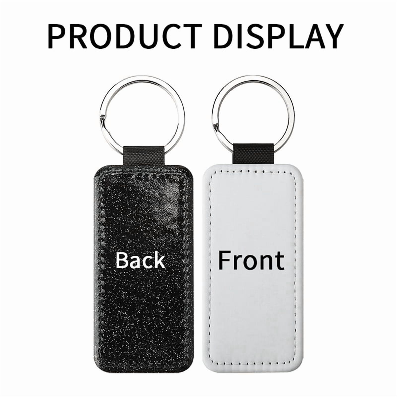 40Pack Sublimation Blanks Keychain Glitter PU Leather Keychain Heat Transfer Keyring Sublimation Keychains Blank Black