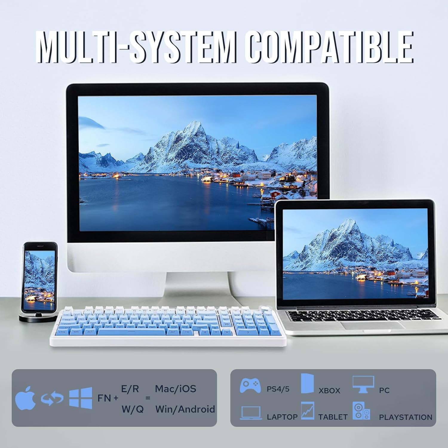 AULA F99 Pro, 99-Key, Wireless, Hot Swappable, Mechanical Gaming Keyboard, RGB, 5-Layer Padding, 8000 mAh Battery, Knob